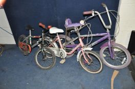 THREE CHILDS BIKES including a Raleigh Mission X1 , a Groovy Chick Chopper style girls and a Classic