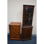 A REPRODUCTION WALNUT HIFI CABINET, containing a Philips 614 turntable and speakers (no PAT and