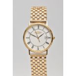 A 9CT GOLD GENTLEMANS ROTARY WRISTWATCH, round case measuring approximately 34mm in diameter,