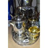 SILVER PLATED WARES, ETC, to include a Georgian style hot water jug with matching sugar bowl and