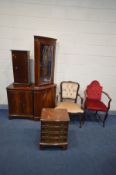 SIX VARIOUS PIECES OF OCCASIONAL FURNITURE, to include a small mahogany chest of four drawers,