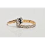 TWO RINGS, the first a diamond eternity ring, each single cut diamond within millIgrain surrounds,