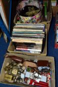 THREE TRAYS OF LPS, BOOKS AND MISCELLANEOUS ITEMS, noteable items include Jethro Tull - Songs from