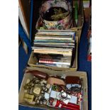 THREE TRAYS OF LPS, BOOKS AND MISCELLANEOUS ITEMS, noteable items include Jethro Tull - Songs from