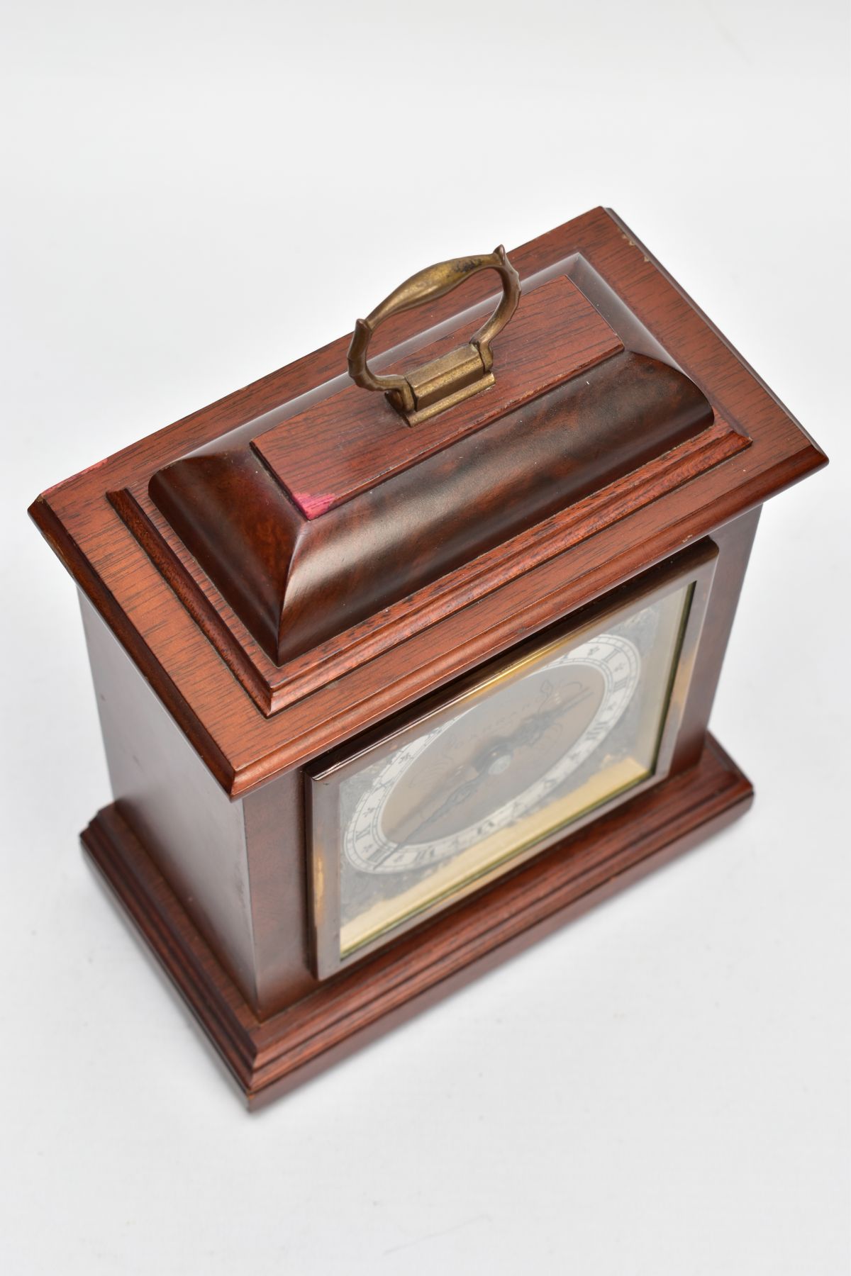 A BURR WOOD CASED GARRARD MANTLE CLOCK, London Elliott mantel clock the silvered ring set with Roman - Image 5 of 6