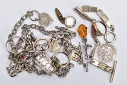 A SELECTION OF SILVER AND WHITE METAL JEWELLERY, to include a silver rectangular St. Christopher