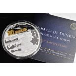 A BOXED BRADFORD EXCHANGE 80TH ANNIVERSARY MIRACLE OF DUNKIRK SILVER with 24ct gold and black