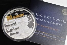 A BOXED BRADFORD EXCHANGE 80TH ANNIVERSARY MIRACLE OF DUNKIRK SILVER with 24ct gold and black