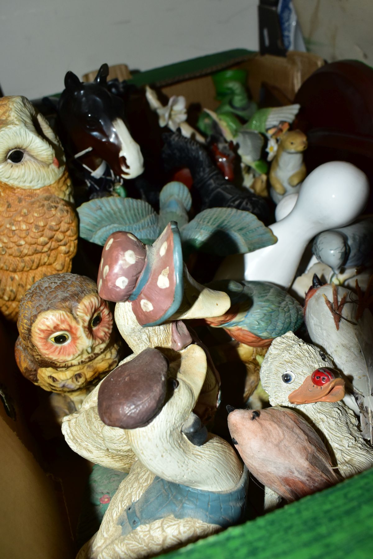 TWO BOXES OF ORNAMENTS (mostly animals and birds), to include Beswick Greyhound 'Jovial Roger' No. - Image 7 of 7