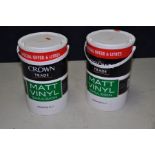 TWO NEW 6 LITRE TUB OF CROWN TRADE MAGNOLIA VINYL MATT EMULSION (unopened, Batch no 5304931501 to