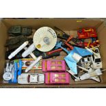 A QUANTITY OF UNBOXED AND ASSORTED PLAYWORN FILM, TV AND MILITARY DIECAST VEHICLES, to include Corgi