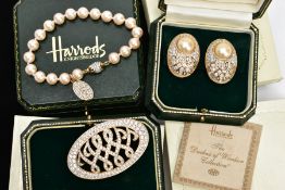 THREE BOXED HARRODS 'THE DUCHESS OF WINDSOR COLLECTION' COSTUME JEWELLERY, including a pair of