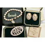 THREE BOXED HARRODS 'THE DUCHESS OF WINDSOR COLLECTION' COSTUME JEWELLERY, including a pair of
