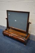 A REGENCY FLAME MAHOGANY DRESSING TABLE MIRROR, with two drawers