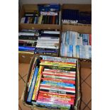 FIVE BOXES OF BOOKS, to include children's annuals (Star Trek 1972, Whoopee 1981, Jackie 1980, 84 to