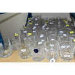 A QUANTITY OF GLASS TUMBLERS AND A SET OF SIX HI-BALL DRINKING GLASSES, the tumblers include Tutbury