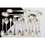 A SELECTION OF SILVER TEASPOONS, to include a set of six early 20th silver teaspoons, a set of