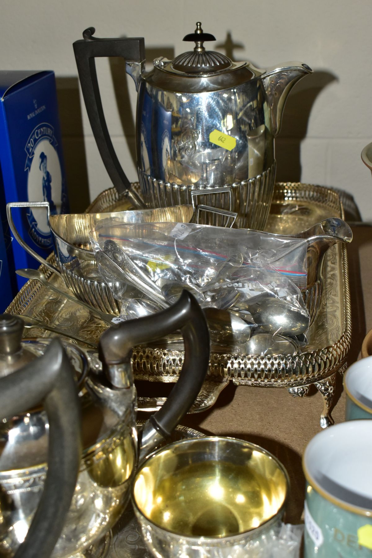 SILVER PLATED WARES, ETC, to include a Georgian style hot water jug with matching sugar bowl and - Image 2 of 7