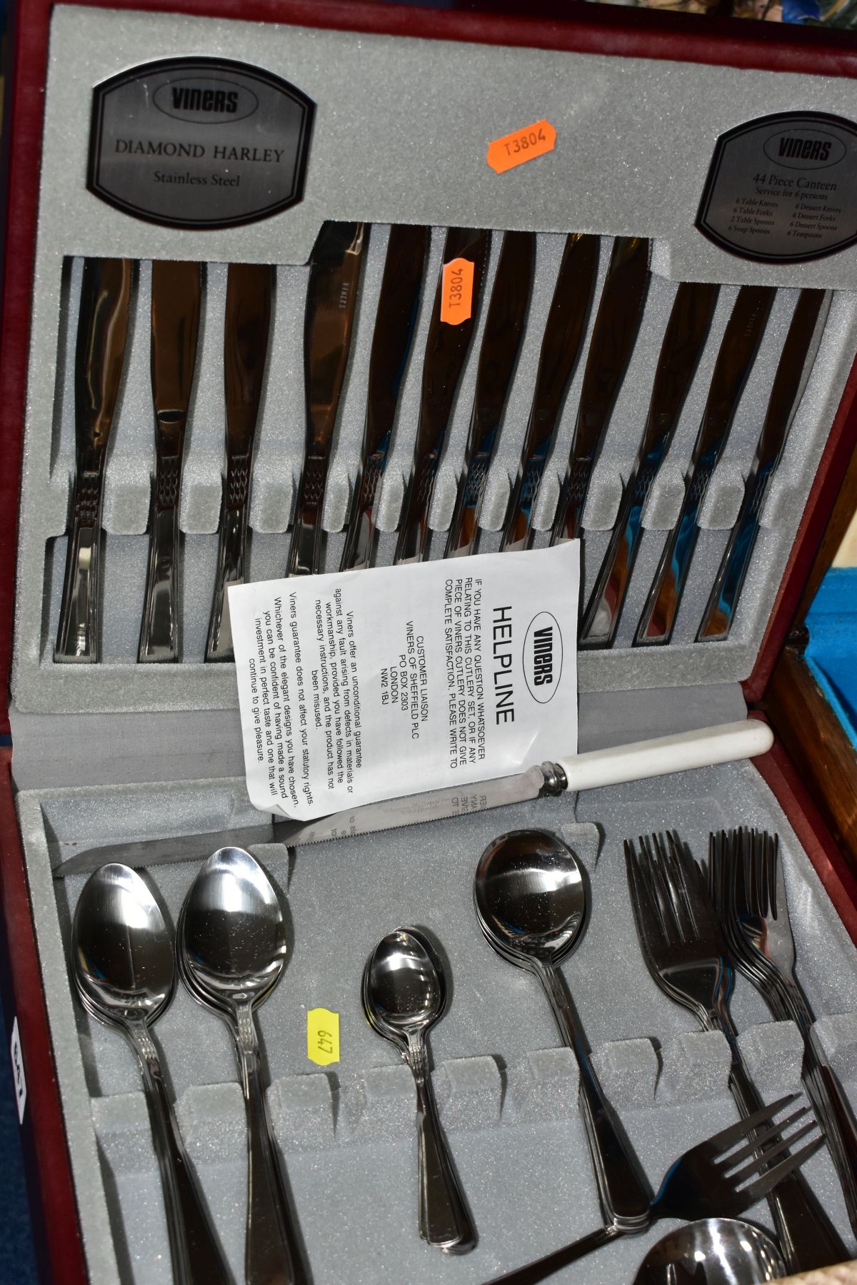 TWO CANTEENS OF CUTLERY AND A BOX OF SILVER PLATE, etc, to include a pair of chrystoleums of - Image 2 of 6