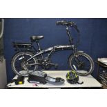 A HARRIER ECO POWER FOLDING ELECTRIC BIKE in Matt Black with one key, charger, two batteries, 6