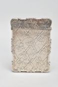 A VICTORIAN SILVER CARD CASE by Edward Smith Birmingham 1850, engine turned vine design, 9.5cm x 6.