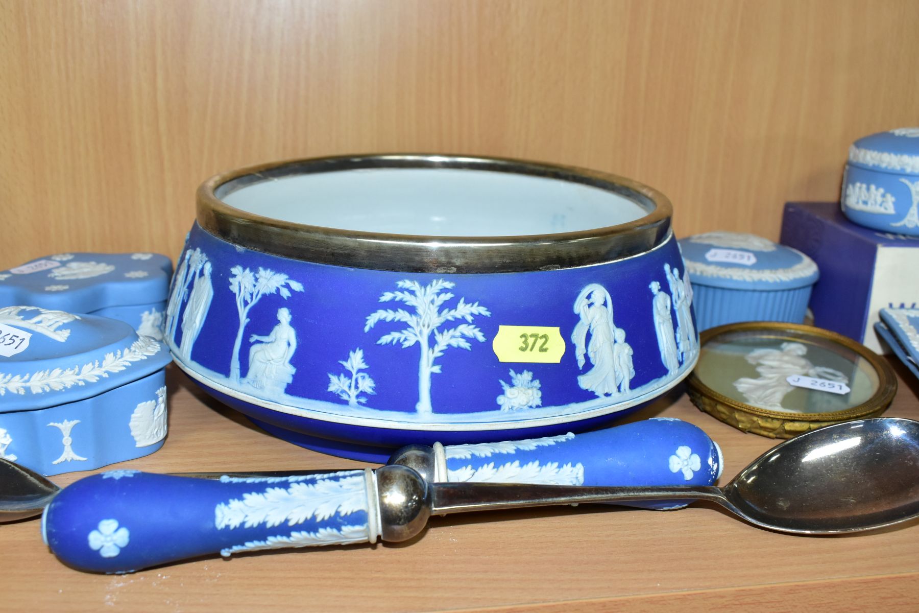 A COLLECTION OF 19TH AND 20TH CENTURY JASPERWARES, to include a 19th Century pale blue twin - Image 2 of 10