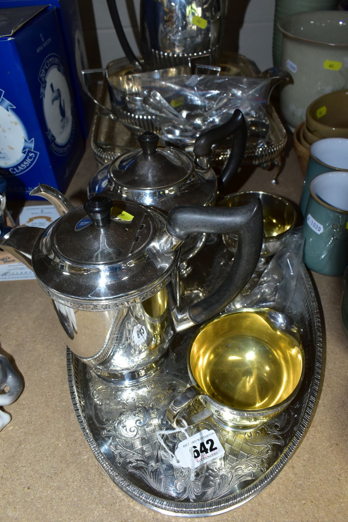 SILVER PLATED WARES, ETC, to include a Georgian style hot water jug with matching sugar bowl and - Image 7 of 7