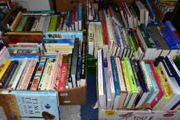 FIVE BOXES OF BOOKS, MOSTLY HARDBACK, subjects include self improvement, autobiographies - John