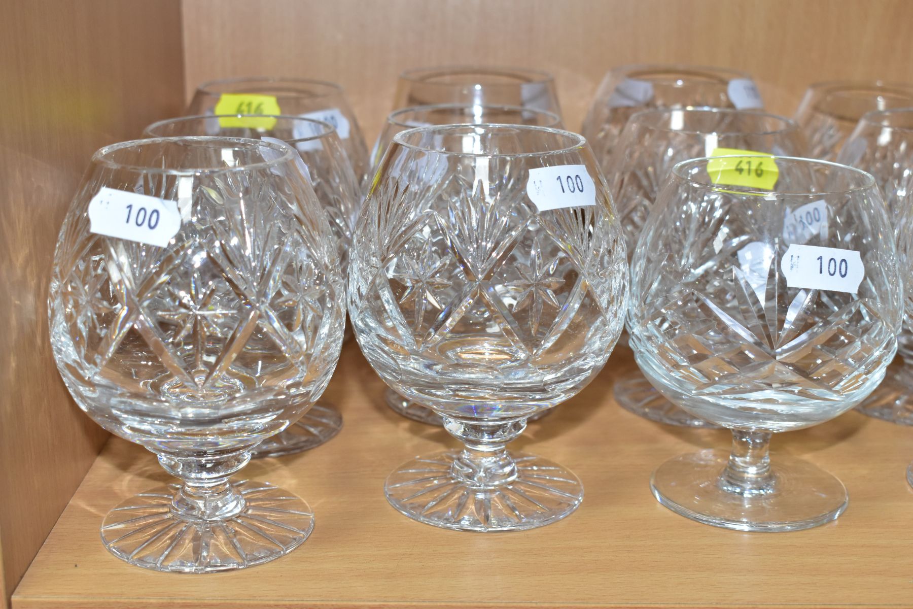 SEVENTEEN ASSORTED BRANDY GLASSES, mostly cut glass, includes a set of three Brierley Crystal, - Image 2 of 3