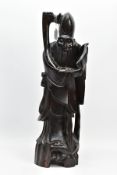 A 20TH CENTURY WOODEN CHINESE FIGURE OF SHOUXING, 19cm