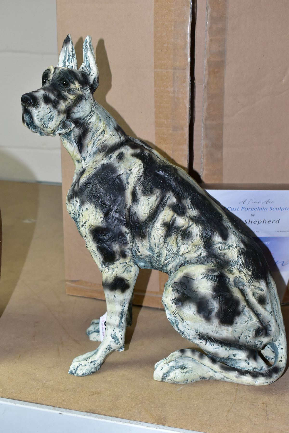 APRIL SHEPHERD (BRITISH CONTEMPORARY) 'ON GUARD' a limited edition sculpture of a Great Dane 43/295, - Image 2 of 4