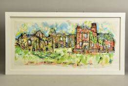 LUCINDA BERMAN (BRITISH CONTEMPORARY) 'TUTBURY CASTLE', a colourful study of the Staffordshire