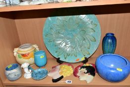 A COLLECTION OF EARLY 20TH TO LATE 20TH CENTURY DECORATIVE POTTERY, etc including two C & Co wall