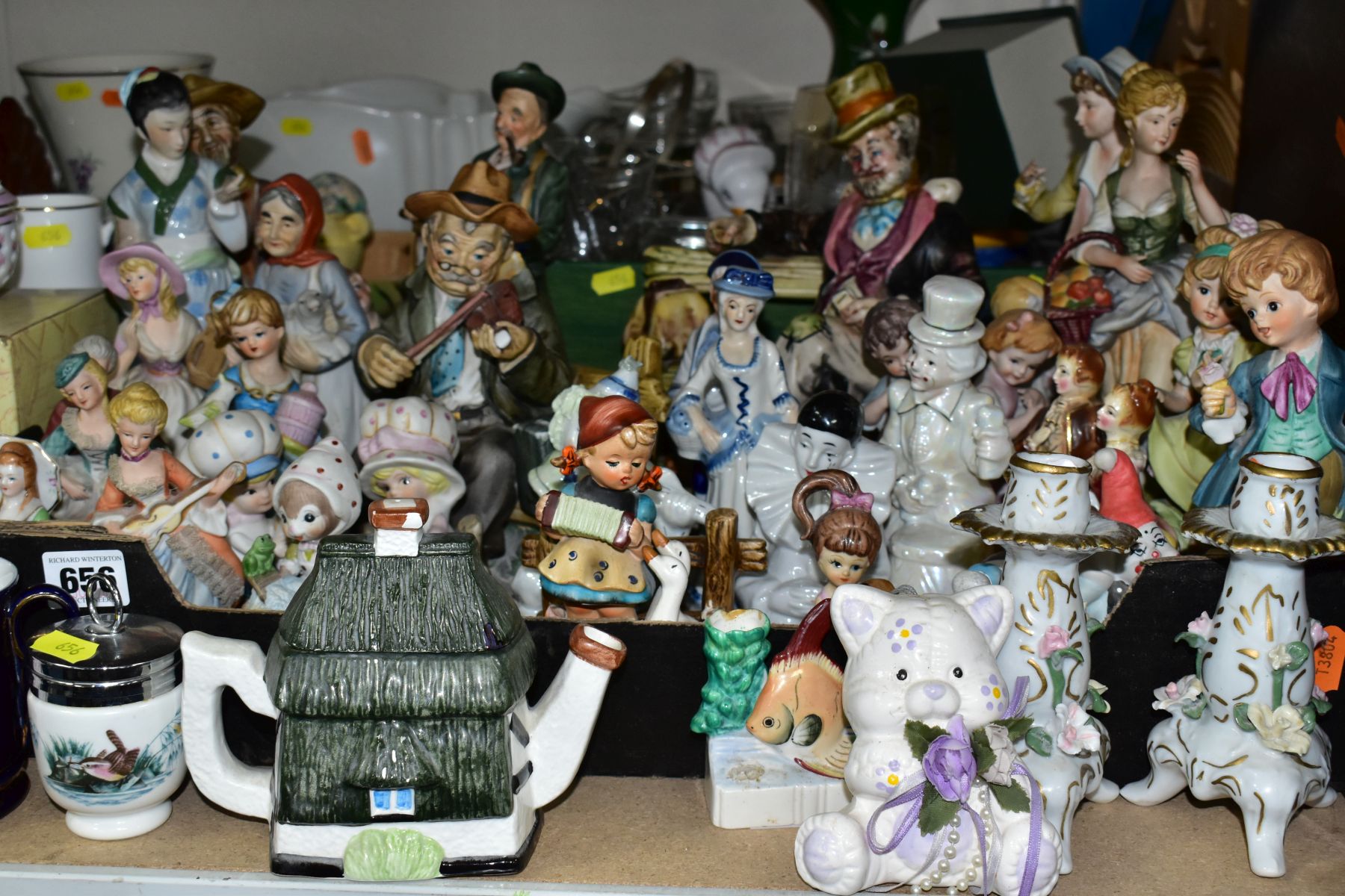 TWO BOXES AND LOOSE 20TH CENTURY FIGURAL ORNAMENTS, boxed tea cups and saucers, a pair of - Image 2 of 13