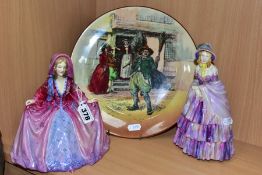 AN EARTHENWARE LESLIE JOHNSON FIGURE OF A LADY CURTSEYING IN A CRINOLINE DRESS, hand painted