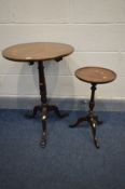 A GEORGIAN MAHOGANY TILT TOP TRIPOD TABLE, diameter 51cm x height 70cm (condition - marks and a
