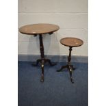 A GEORGIAN MAHOGANY TILT TOP TRIPOD TABLE, diameter 51cm x height 70cm (condition - marks and a