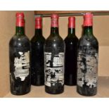 CHATEAU LEOVILLE LAS CASES, five bottles of Leoville Las Cases Saint-Julien, probable 1960's -