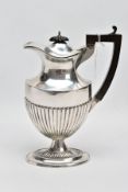 A SILVER HOT WATER JUG by William Aitken Birmingham,1902, 18cm, 330g (with handle)