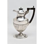 A SILVER HOT WATER JUG by William Aitken Birmingham,1902, 18cm, 330g (with handle)