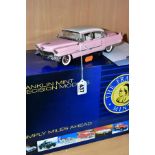 A BOXED FRANKLIN MINT ELVIS PRESLEY'S 1955 PINK CADILLAC FLEETWOOD, appears complete with replica