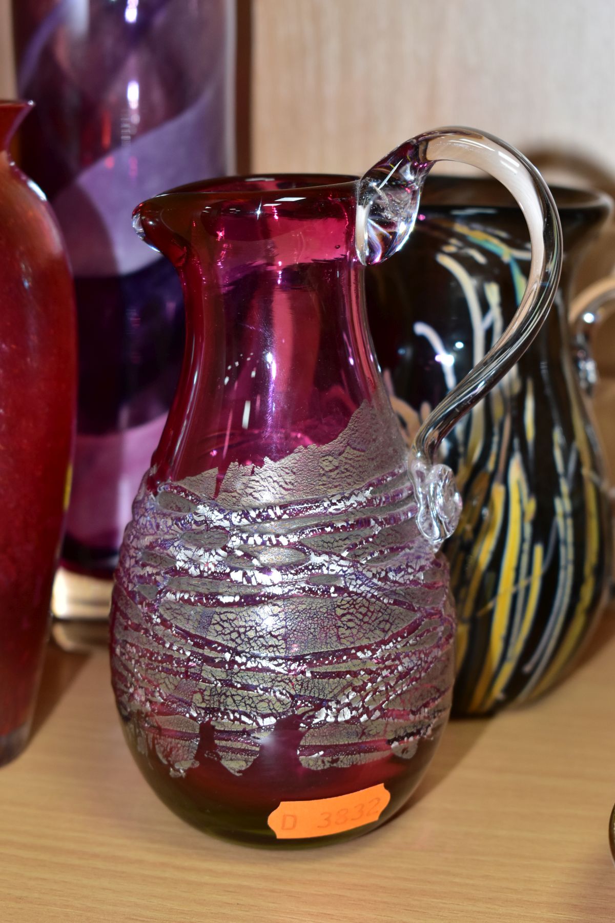 FIVE ART STUDIO GLASS VASES, comprising Royal Brierley range iridescent vase, height 15cm, a - Image 4 of 11