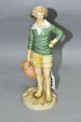 A ROYAL WORCESTER FIGURE FROM THE HADLEY COLLECTION, 'French Fisherboy', height 21cm (condition: