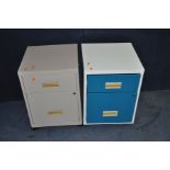 TWO MODERN METAL OFFICE CABINETS both width 40cm x depth 40cm x height 57cm with one filing drawer