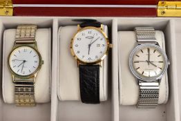 THREE MIXED WATCHES, to include gents Rotary, a quartz and a Timex with a Mele & Co watch, box