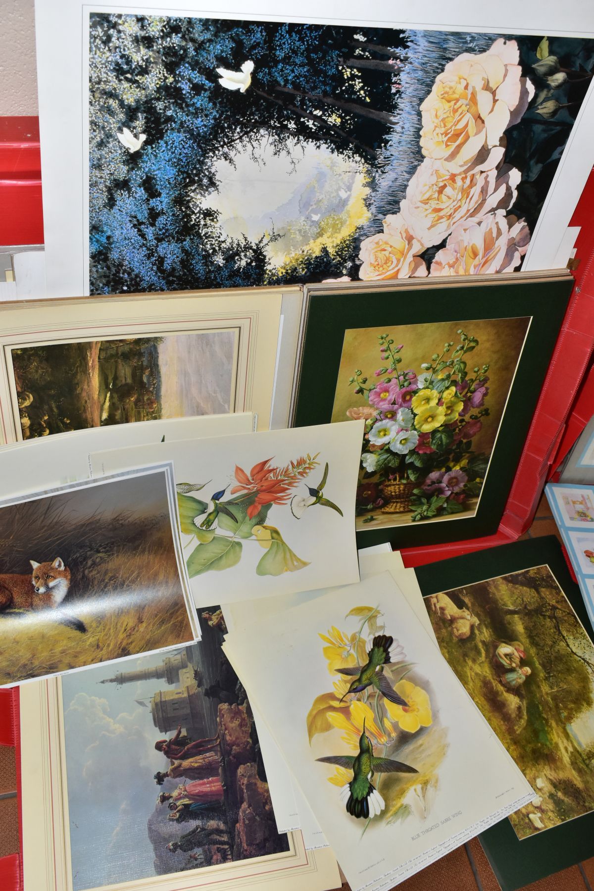 A QUANTITY OF DECORATIVE PRINTS WITHIN SIX FOLIO FOLDERS, to include reproductions of late 19th/ - Image 3 of 5