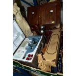 A BOX AND LOOSE SUNDRY ITEMS, ETC, to include a Bush D.A.C 90A bakelite radio, Philips MK36749