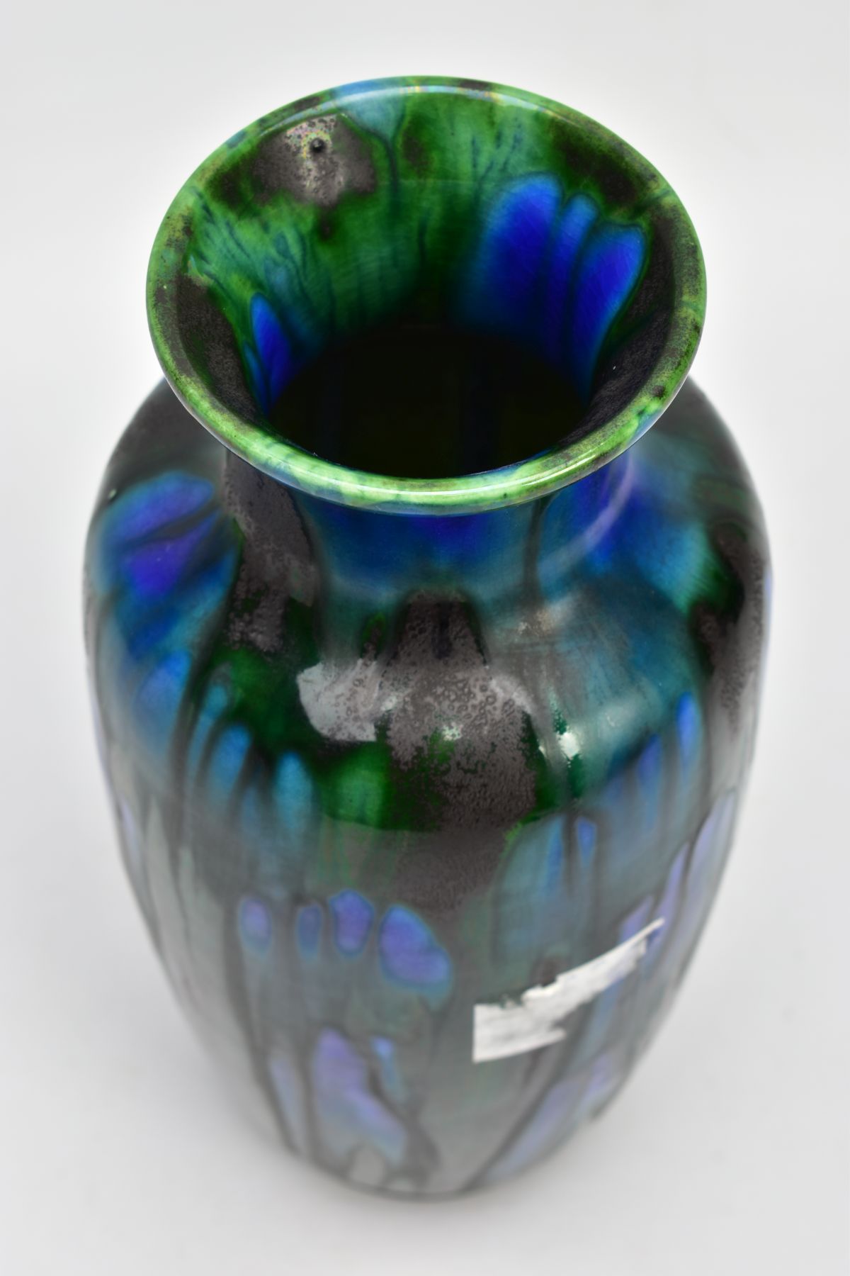 A MINTONS ASTRAWARE VASE, glazed in streaky blue and green, printed factory mark, height 10.5cm - Image 4 of 5