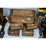 FIVE WOODEN BRICK MOULDS, assorted manufactures marks, all appear complete and in fairly good