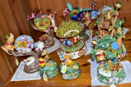 NINE RESIN DISNEY WINNIE THE POOH THEMED SCULPTURES AND MUSIC BOXES, to include four Bradford
